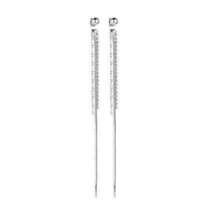 Popular Earrings Simple Lines Tassel Earline Temperament Long Snake Bone Tassel Earrings