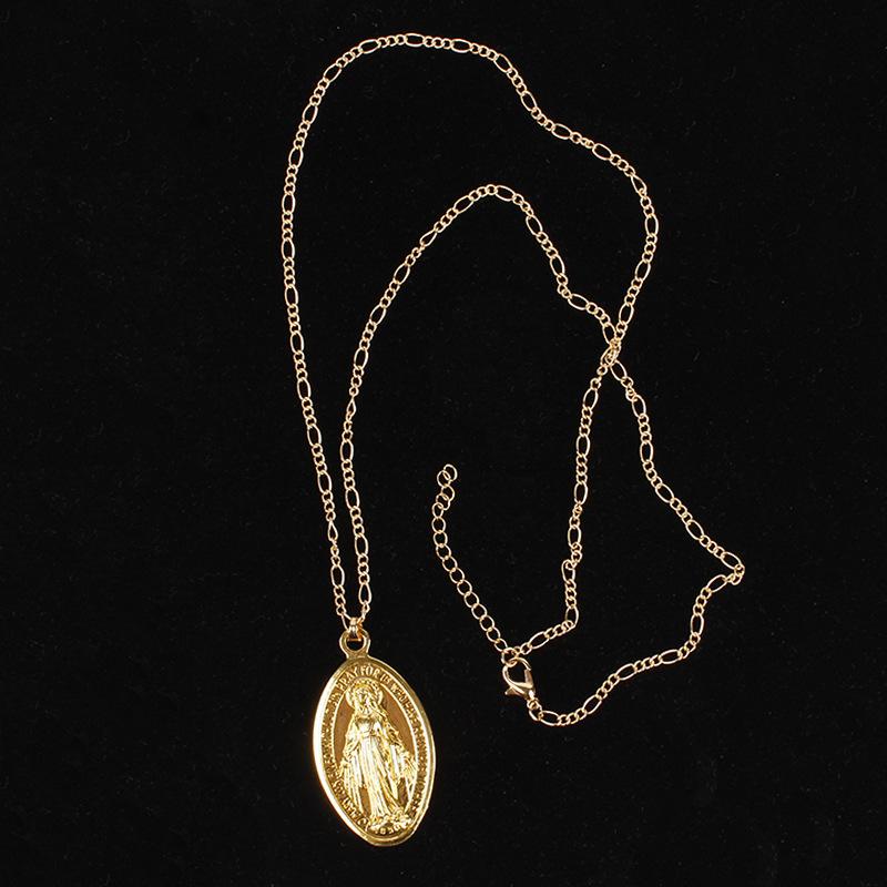 Gold Plated Our Lady Pendant Necklace Religious Accessories Jewelry Accessories