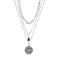 Fashion Water Drop Resin Bound Diamond Round Alloy Pendant Necklace Vintage Multilayer Necklace Accessories