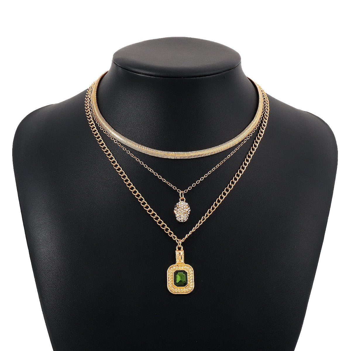N1752 retro stacked multi-layered necklace palace simple niche necklace light luxury rhinestone necklace female