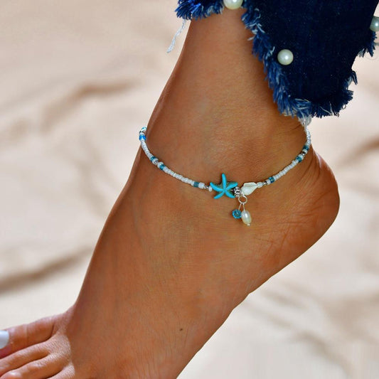 Starfish Shell Beach Anklet Conch Anklet Bead Bracelet Jewelry