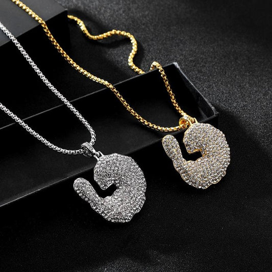Jewelry Fashion Creative Shrimp Diamond Pendant Trend Full Diamond Hip Hop Necklace