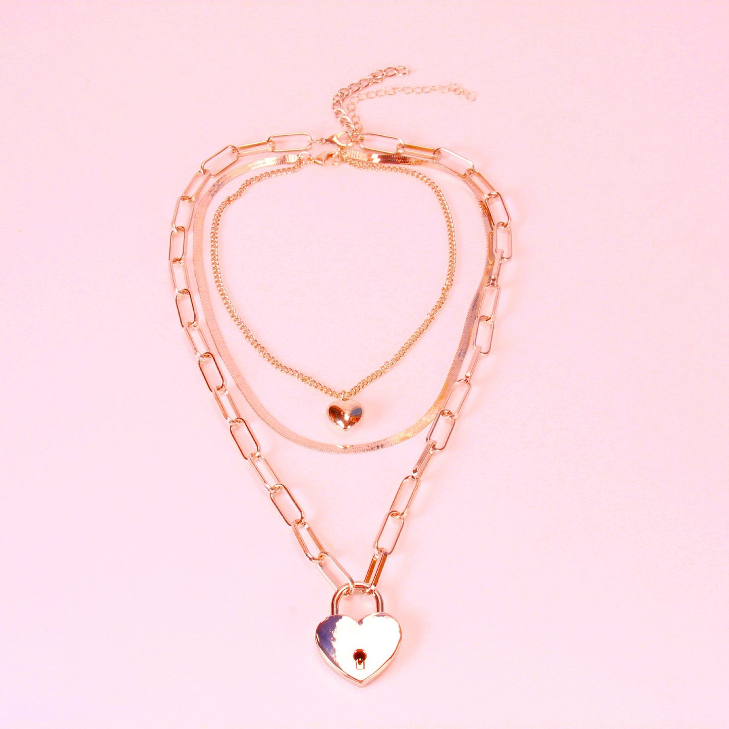 Jewelry simple ins net red same style buckle chain necklace female fresh love pendant lock necklace