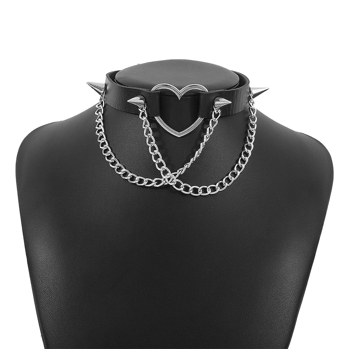 1313 Gothic chain choker necklace dark rivet PU necklace Harajuku punk necklace