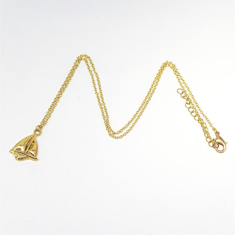 18 Years Jewelry Fashion Simple Sailboat Necklace Sailboat Shape Pendant Electroplated Gold and Silver