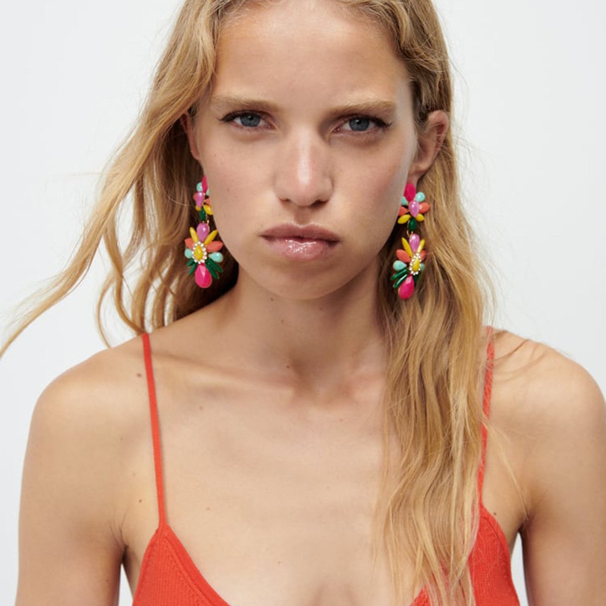 E19 Exaggerated color micro-inlaid rhinestone earrings retro elegant personality plate ethnic earrings female