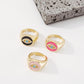 ZR68 Personalized oil drop wide-face jewelry exaggerated devil's eye ring fashion zircon open ring