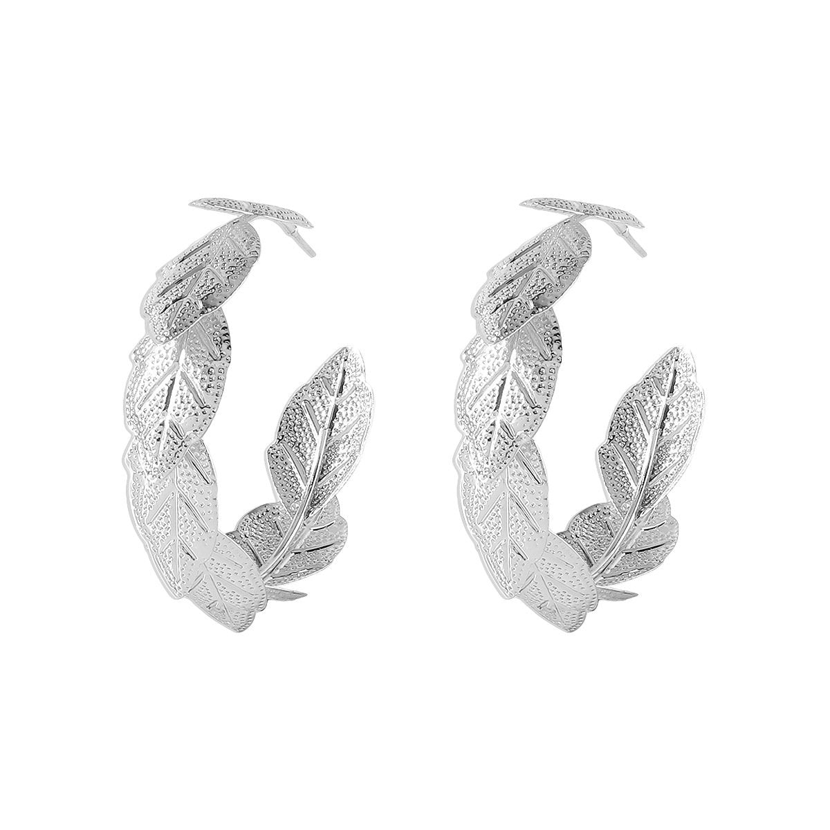E1833 earrings simple metal texture creative leaf earrings three-dimensional geometric texture earrings