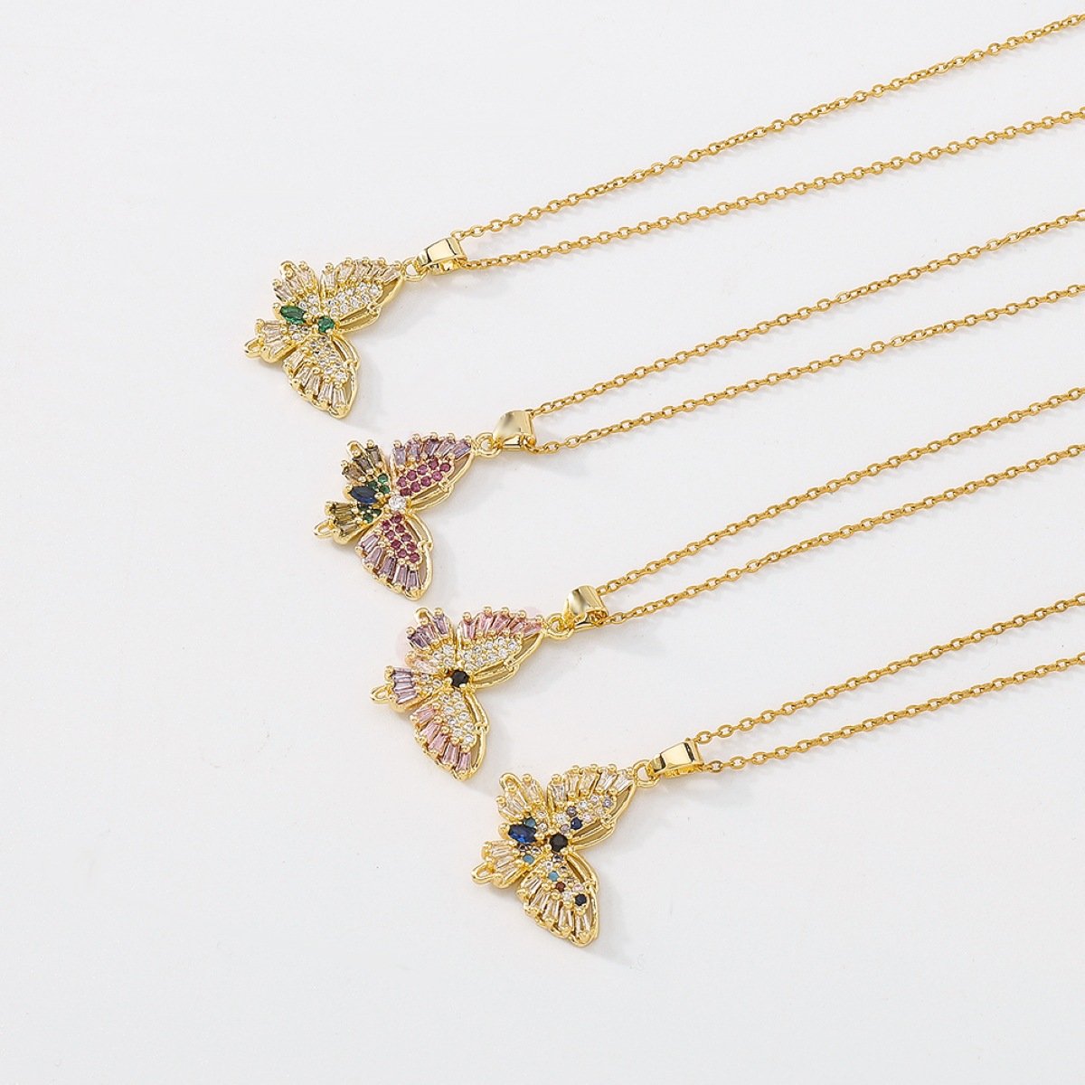 ZN151 Net Red Simple Geometric Necklace Smart Butterfly Sweet Zircon Necklace Cold Niche Necklace
