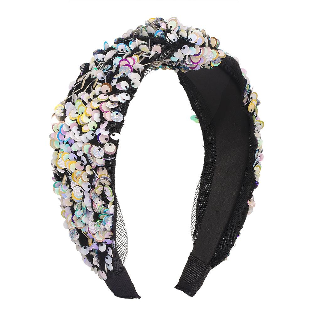 F3727 Jewelry Personality Super Shiny Sequin Headband Fabric Art Fashion Stage Catwalk Temperament Hair Accessories