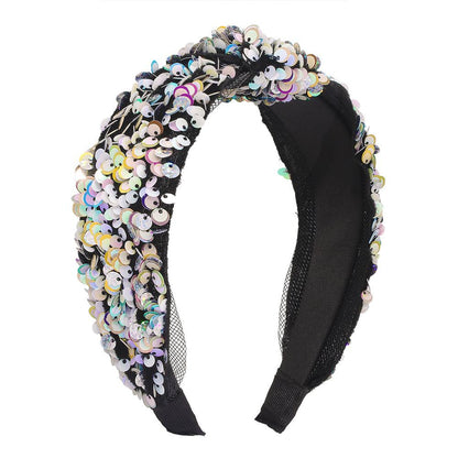 F3727 Jewelry Personality Super Shiny Sequin Headband Fabric Art Fashion Stage Catwalk Temperament Hair Accessories