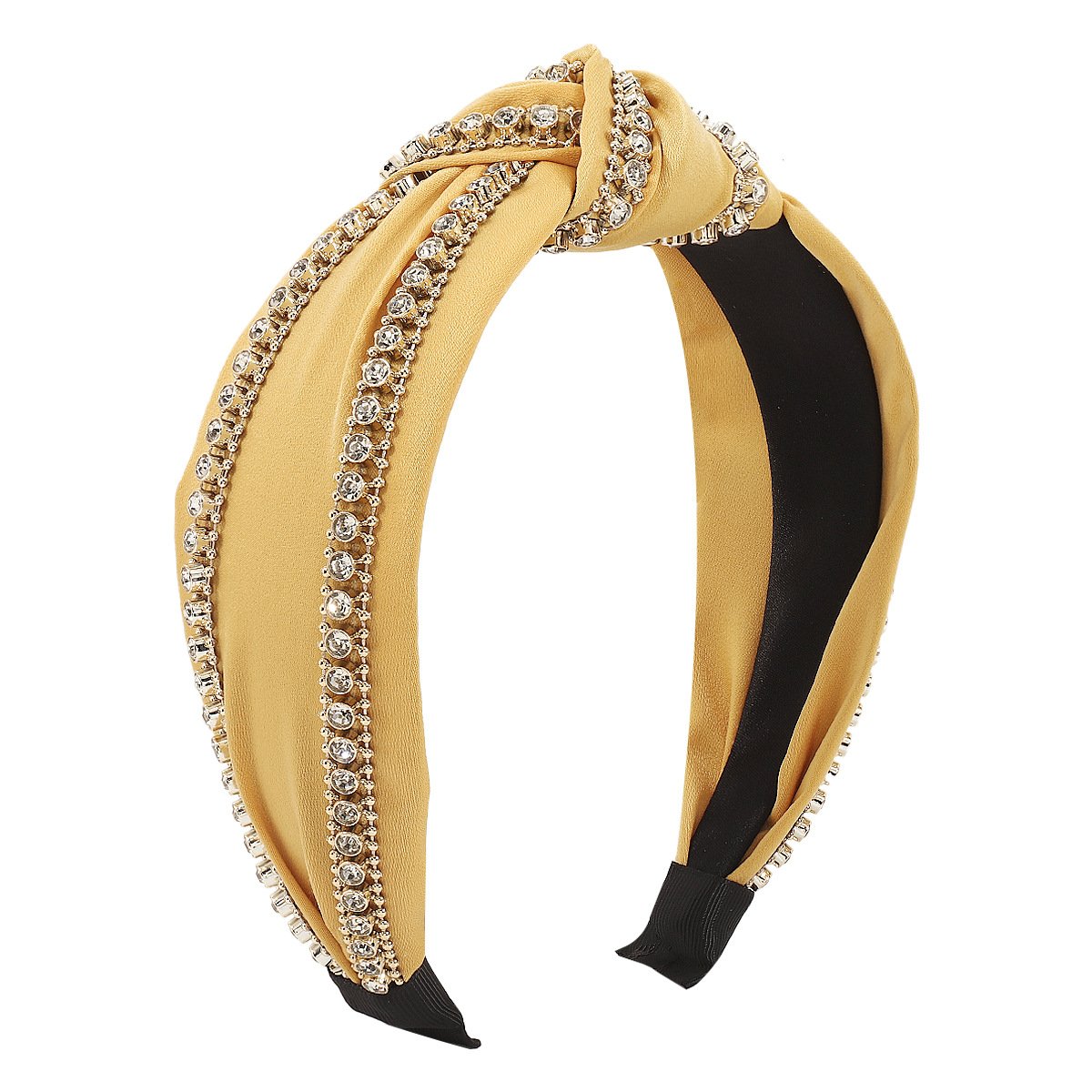 F5149 Creative Personality Rhinestone Knotted Headband Retro Elegant Temperament Pure Color Sweet Fashion Headband