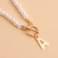 Explosive simple imitation pearl chain letter A pendant necklace female choker pearl necklace