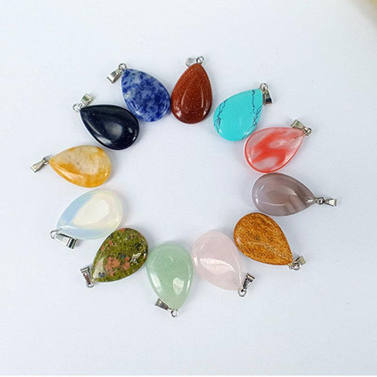 Simple Drop Shape Natural Stone Pendant Necklace Clavicle Chain Girl Heart Clothing Accessories