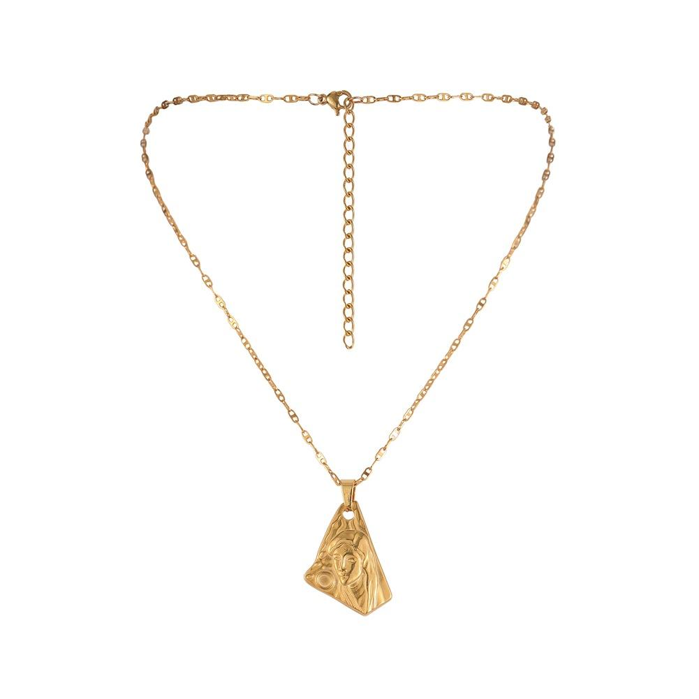 Jewelry Personality Titanium Steel Irregular Geometric Beauty Head Pendant Fashion Vacuum Gold-plated Necklace Trend