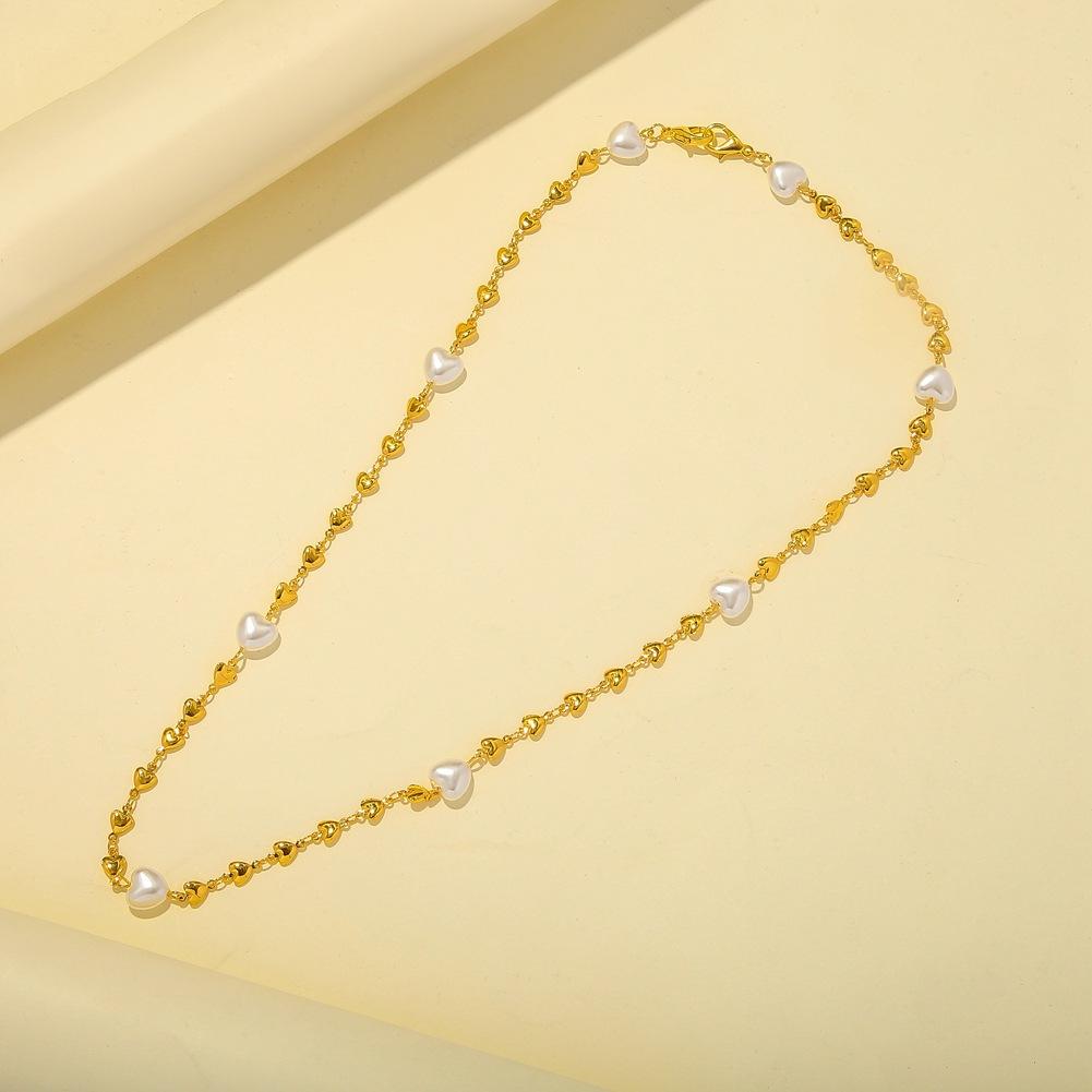 Creative Love Metal Pearl Mask Chain Fashion Versatile Peach Heart Glasses Chain Personality Multi-purpose Necklace Jewelry