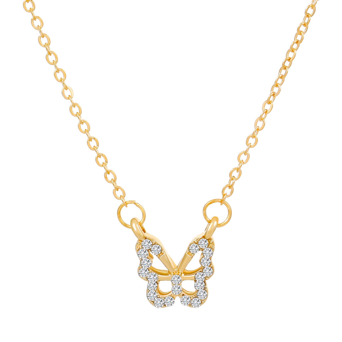 Ins hollow butterfly necklace female fashion light luxury niche design diamond butterfly pendant clavicle chain necklace