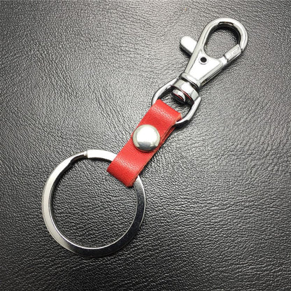 Top layer real cowhide waist pendant dog buckle key ring leather key chain jewelry accessories multi-color