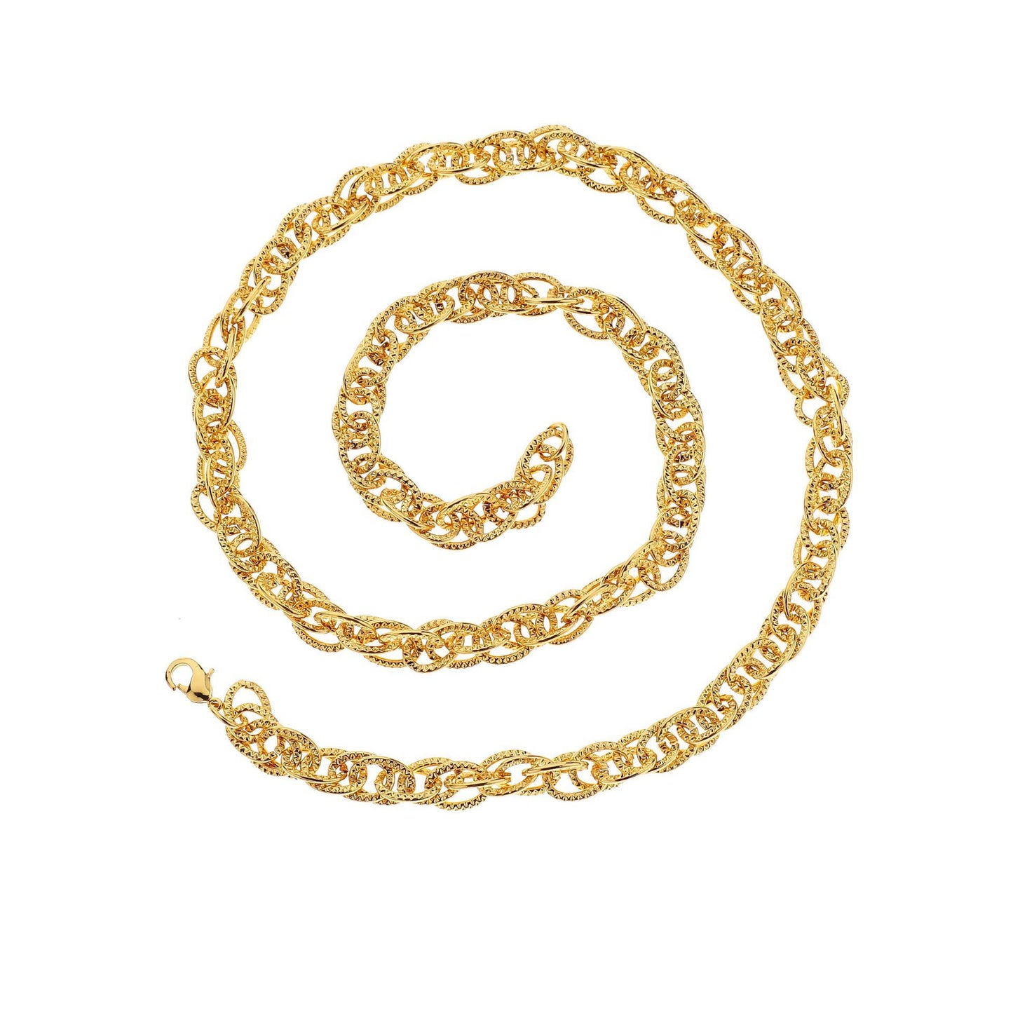 Fashion Men's Hip Hop Necklace Trend 1.6 Flat Flower Fake Twist Iron Chain Single Chain Jewelry