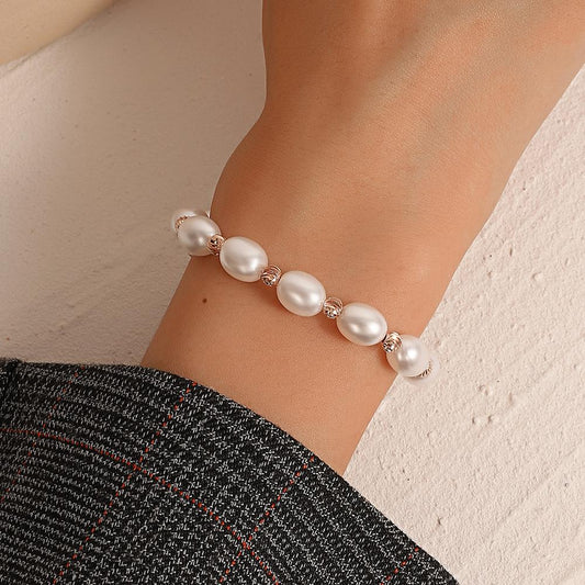 Ins Simple Pearl Bracelet Female Fashion Temperament Handwoven Bracelet Bracelet Sweet Girlfriend Gift