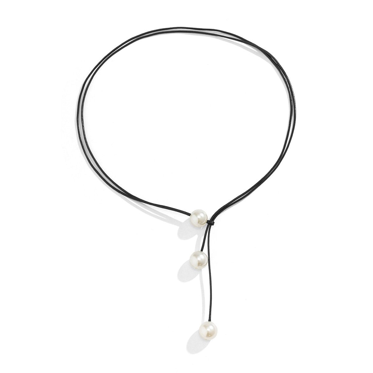 Jewelry Versatile Geometric Niche Wax Thread Necklace Simple Double Layer Imitation Pearl Adjustment Necklace Women
