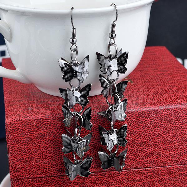 Long glossy butterfly earrings women's earrings zinc alloy fashion tassel earrings