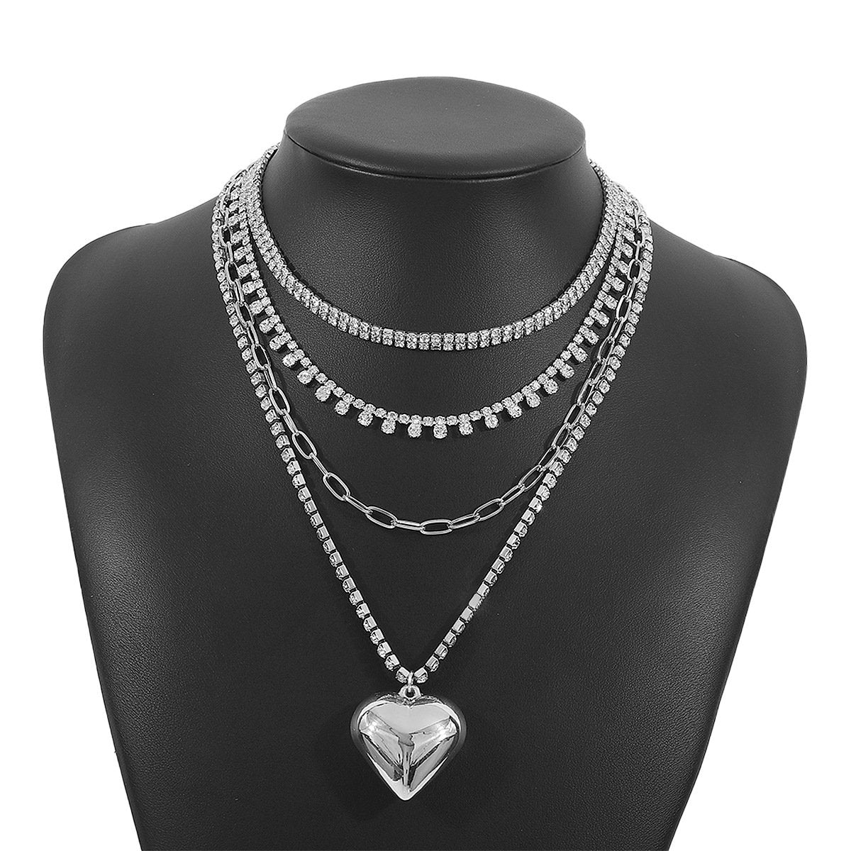 N1215 Fashion Accessories Love Multi-layered Necklace Claw Chain Rhinestone Temperament Light Luxury Necklace