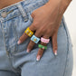 Jewelry Sweet Cool Macaron Color Geometric Ring Cute Cartoon Pig Ring Hand Jewelry Female