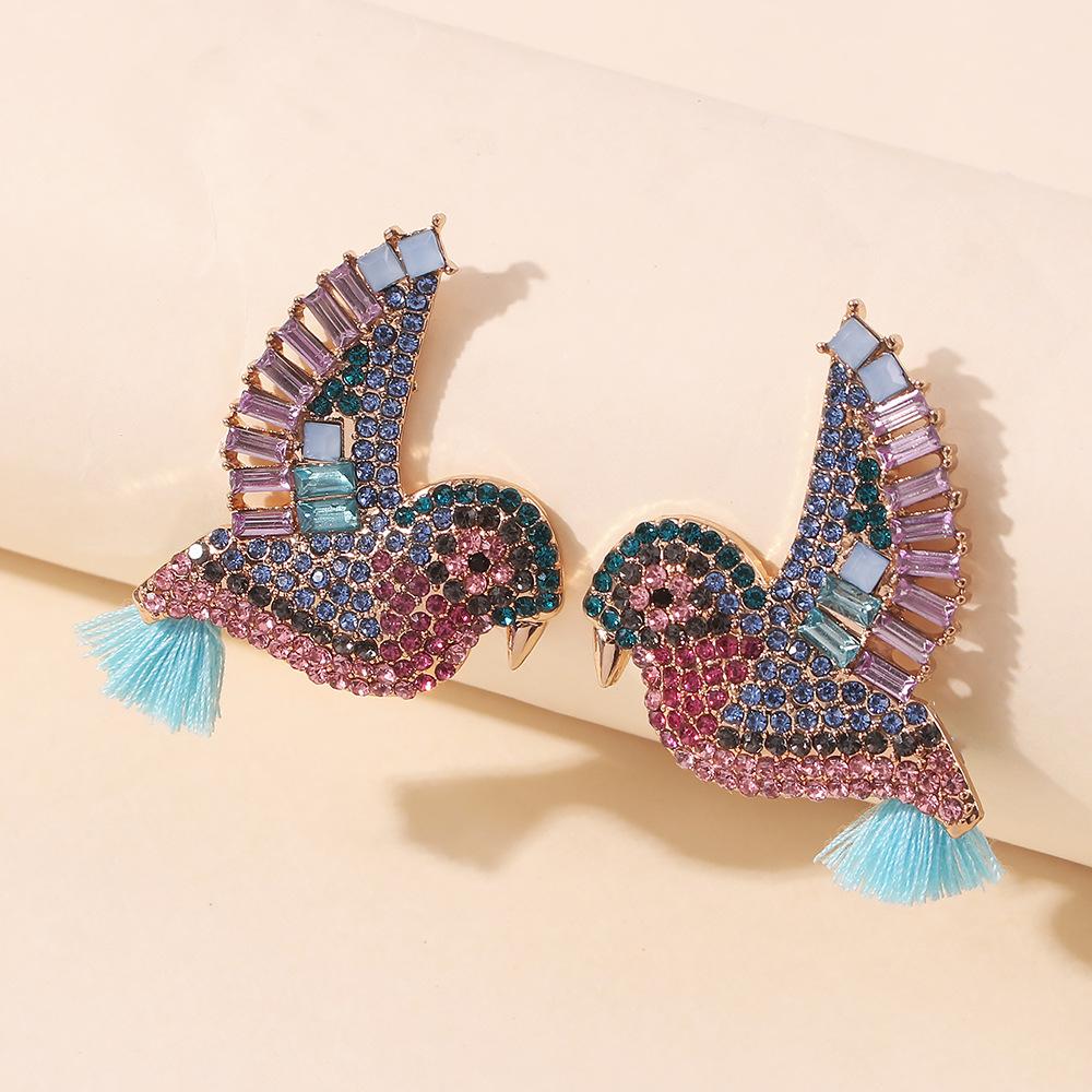 E848 Fashion Small Animal Diamond Tassel Earrings Original Creative Earrings Cute Earrings