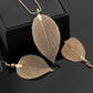 Jewelry Fashion Simple Leaf Necklace Earrings Leaf Specimen Sweater Chain Earrings Three-piece Set