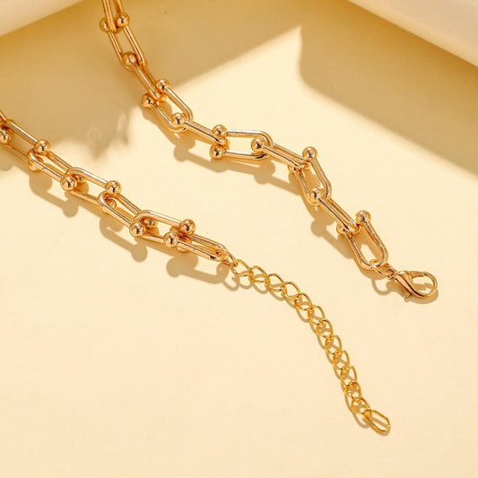 Hip-hop necklace personalized U-shaped horseshoe splicing chain fashion metal trendy street necklace