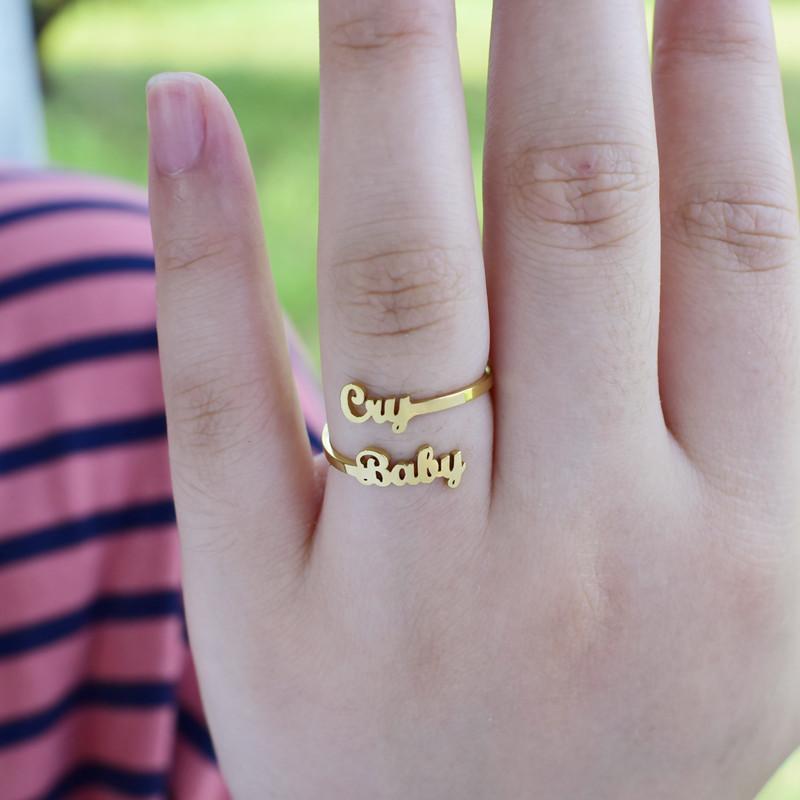 Retro letter CryBaby ring female personality simple good friend jewelry