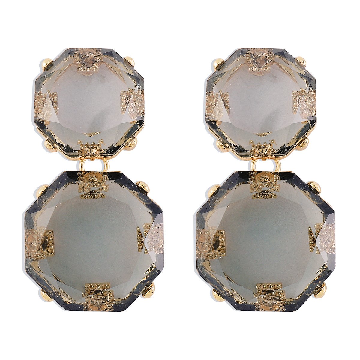 E11194 Fashion Transparent Candy Color Earrings Resin Personality Retro Earrings Niche Simple Earrings Women