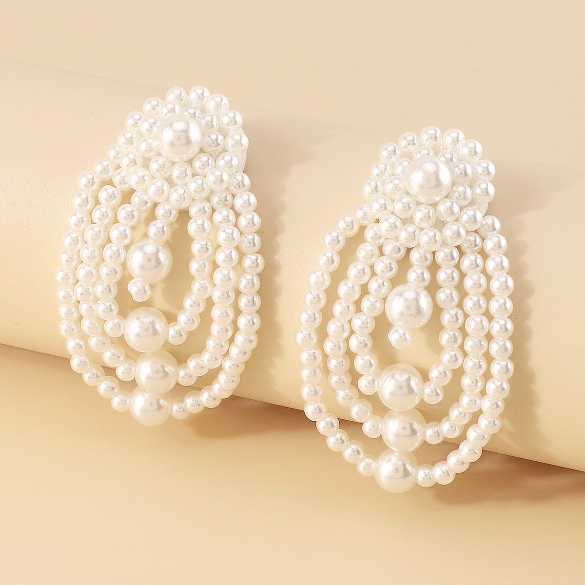 E1997 retro small multi-layer braided earrings imitation pearl atmosphere simple personality fashion earrings for women