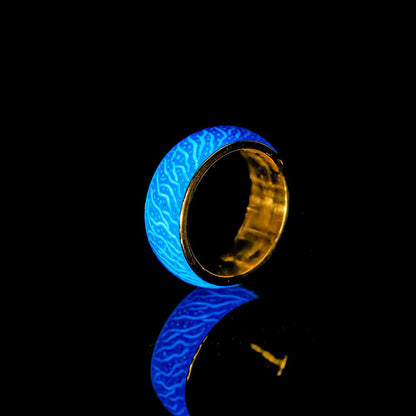 Fashionable original design simple stainless steel golden resin luminous forest crack creative ring