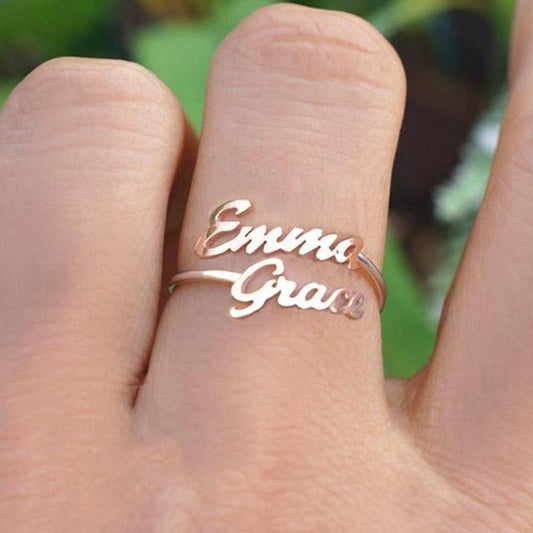 Explosive stainless steel name custom ring creative DIY English letter ring