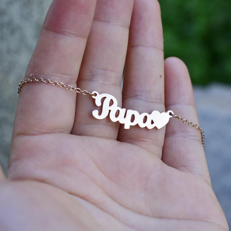 Papa Stainless Steel Alphabet Necklace Female "I Love Dad" Father's Day Gift Necklace