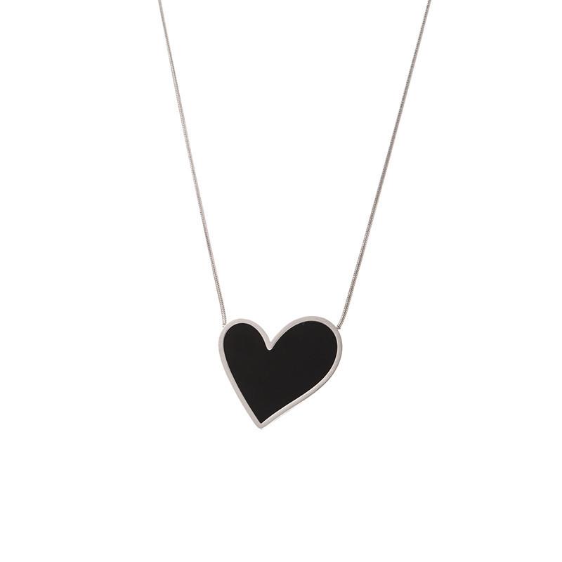 Year black big love necklace light luxury temperament clavicle chain titanium steel non-fading jewelry female