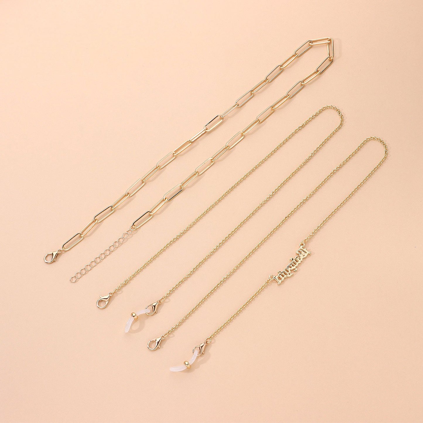 Jewelry English alphabet necklace glasses chain two-piece set versatile personality trend fashion accessories female