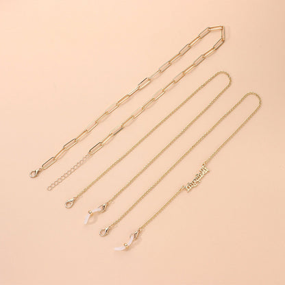 Jewelry English alphabet necklace glasses chain two-piece set versatile personality trend fashion accessories female