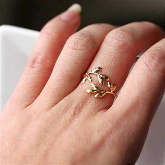 Fashion trendy popular jewelry ring adjustable branches and leaves ring explosive ring jewelry