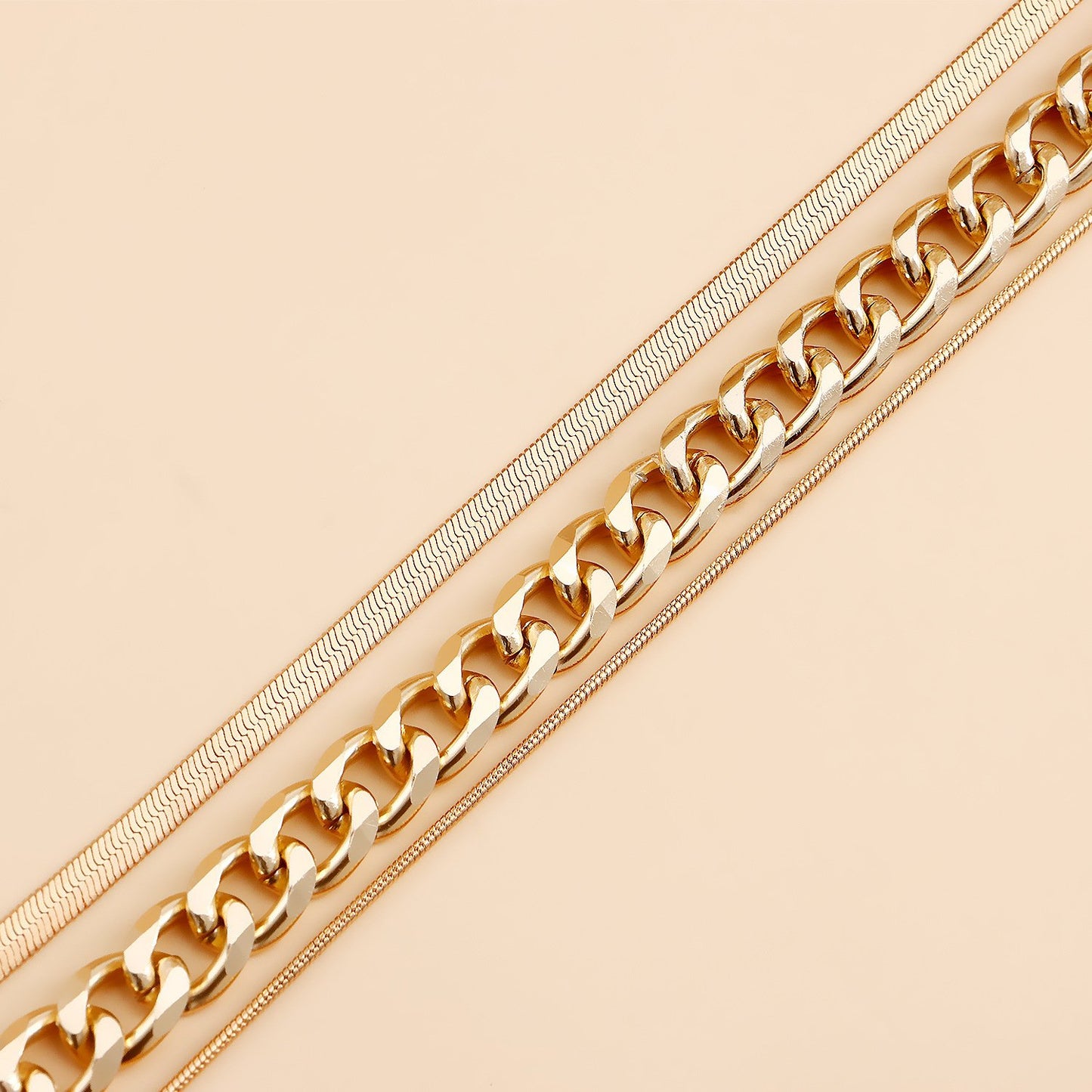 Jewelry street hip-hop trendy color stitching simple necklace female exaggerated multi-layer geometric chain necklace