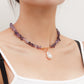 Jewelry Large Shaped Pearl OT Buckle Necklace Femininity Simple Fashion Violet Turquoise Necklace