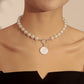 Jewelry ins mix and match shell bead beaded necklace round white mother-of-pearl pendant necklace female Choker