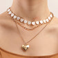 Jewelry ins multi-layer imitation white mother-of-pearl love pendant necklace female exaggerated big peach heart necklace