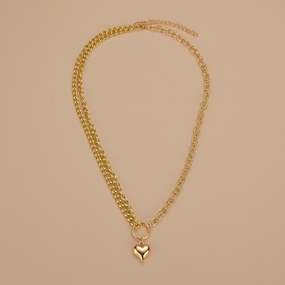 Fashion Asymmetric Chain Necklace Simple Pendant Peach Heart Necklace Accessories