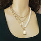 Jewelry multi-layer pearl thick chain necklace female retro lock two-piece chain