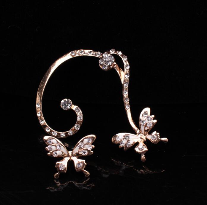 Butterfly earrings exaggerated fashion no pierced ear clip jewelry diamond punk earrings