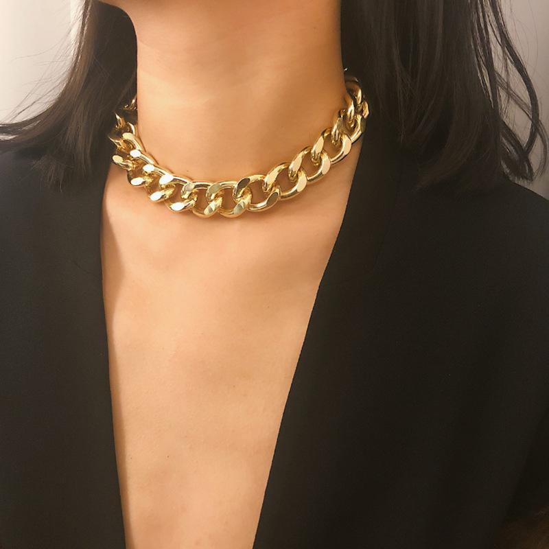 Jewelry Simple Personality Metal Chain Necklace Necklace Female Exaggerated Frosted Punk Short Necklace