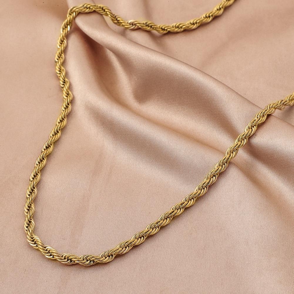 Simple stainless steel gold 5cm twist chain ins personality chain titanium steel necklace male minority